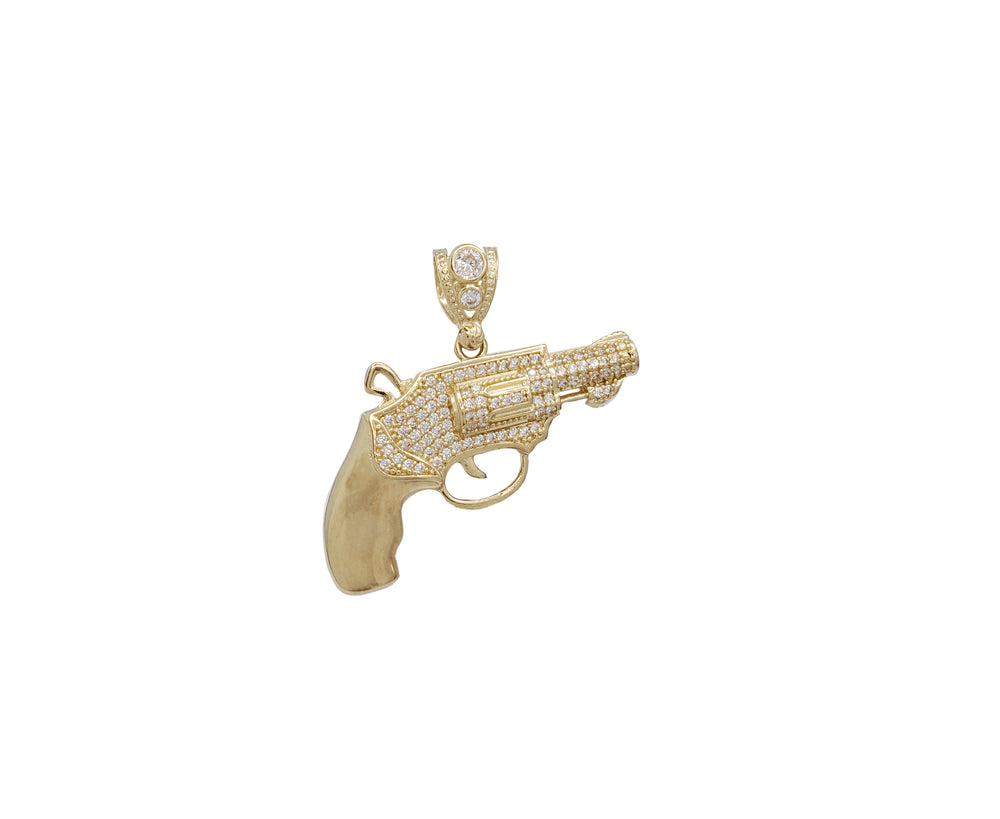 CZ Gun Pendant (14K)