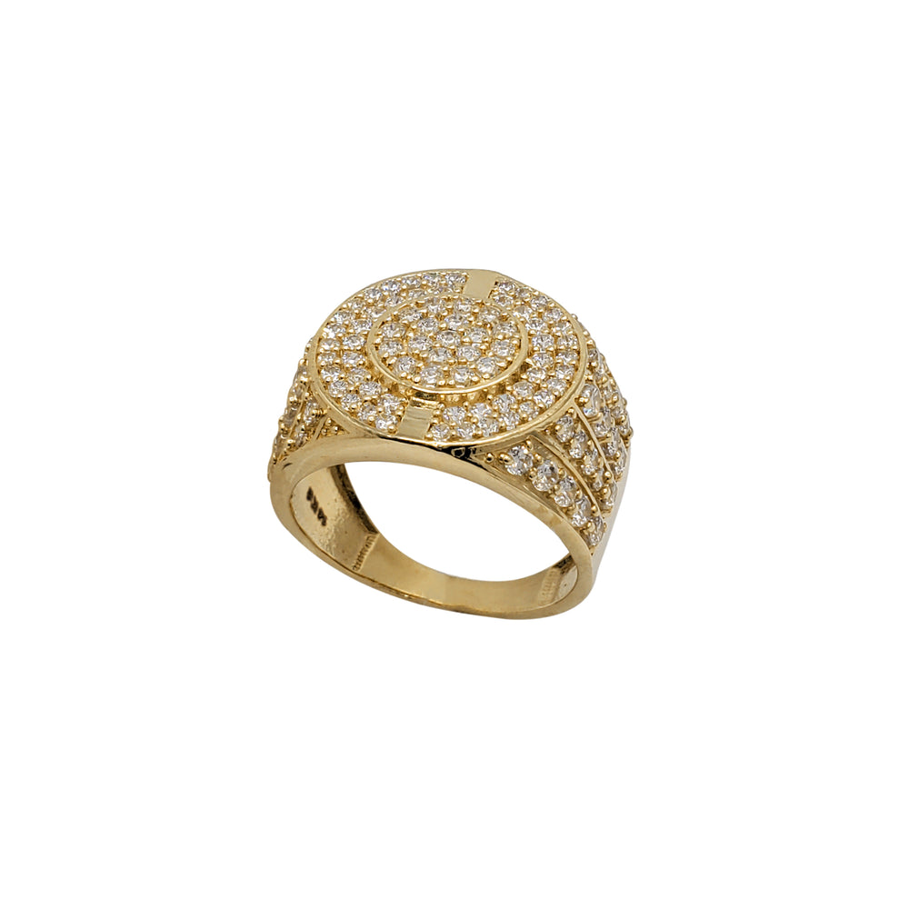 Iced-Out Round Men's Signet Ring (14K)