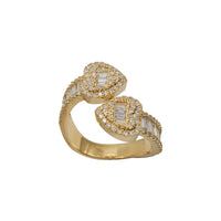 Iced-Out Baguettes & Round Bypass Heart Ring (14K)