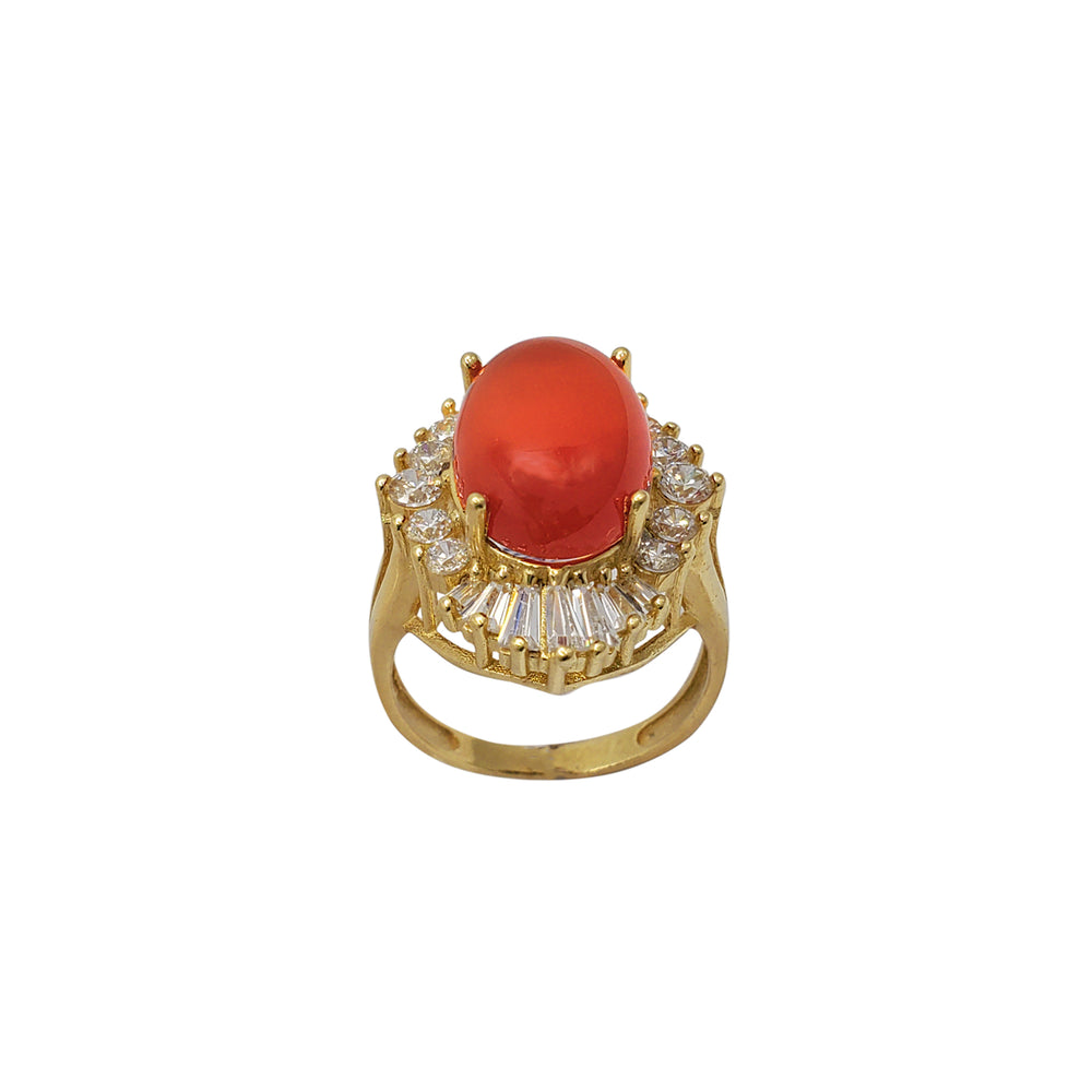 Zirconia & Carnelian Engagement Ring (14K)
