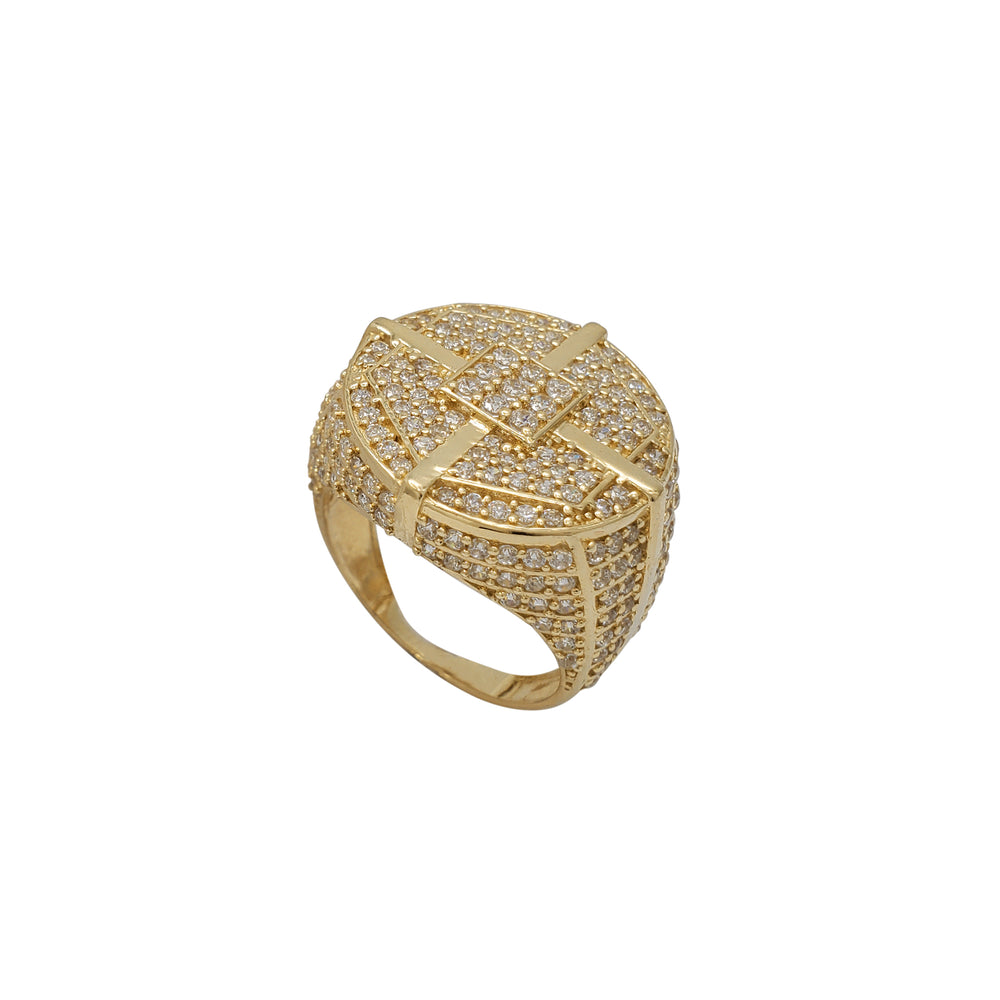 Iced-Out Round Men's Ring (14K)
