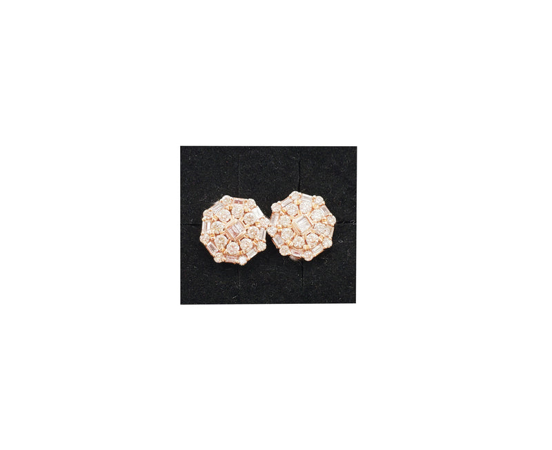 Diamond Rose Gold Stud Earrings (14K)