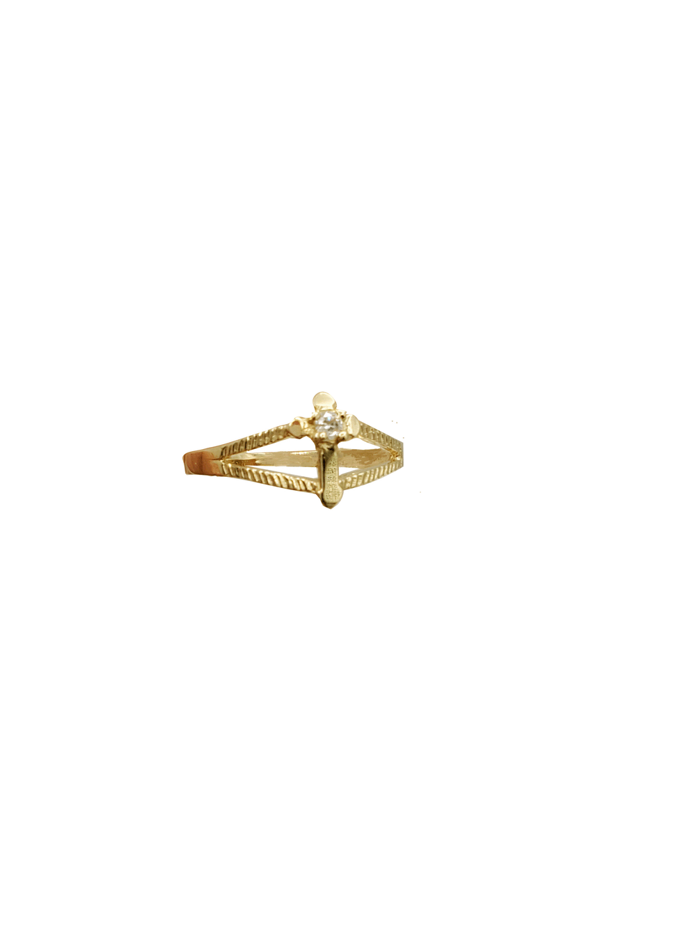Outlined Cross Ring (14K)
