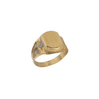 Brushed-Finish Two-Tone Filigree Men's Ring (14K)