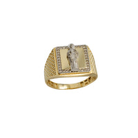 Zirconia Two-Tone Saint Jude Men's Ring (14K)