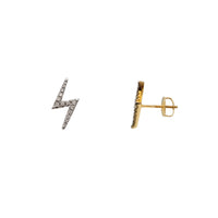 Diamond Iced-Out Lightning Bolt Stud Earrings (14K)