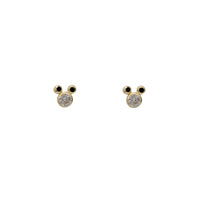 Zirconia Three Round Stud Earrings (14K)