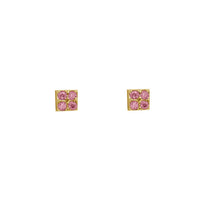 Cz Square Earrings (14K).
