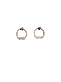 Baguette Cz Curved Stud Earrings (14K)