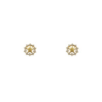 Zirconia Shared-Prong Halo Star Stud Earrings (14K)