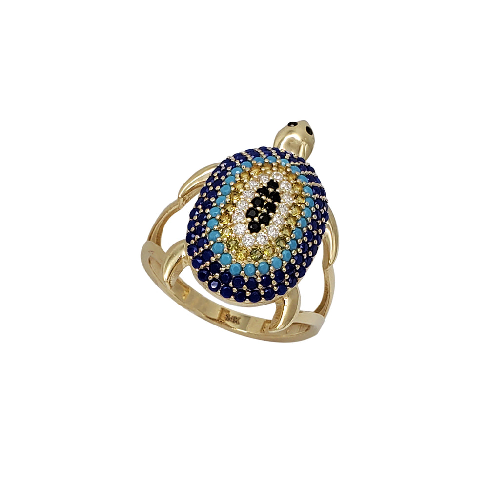 Zirconia Colorful Turtle Lady Ring (14K)