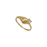 Zirconia Hand Holding Stone Lady Ring (14K)