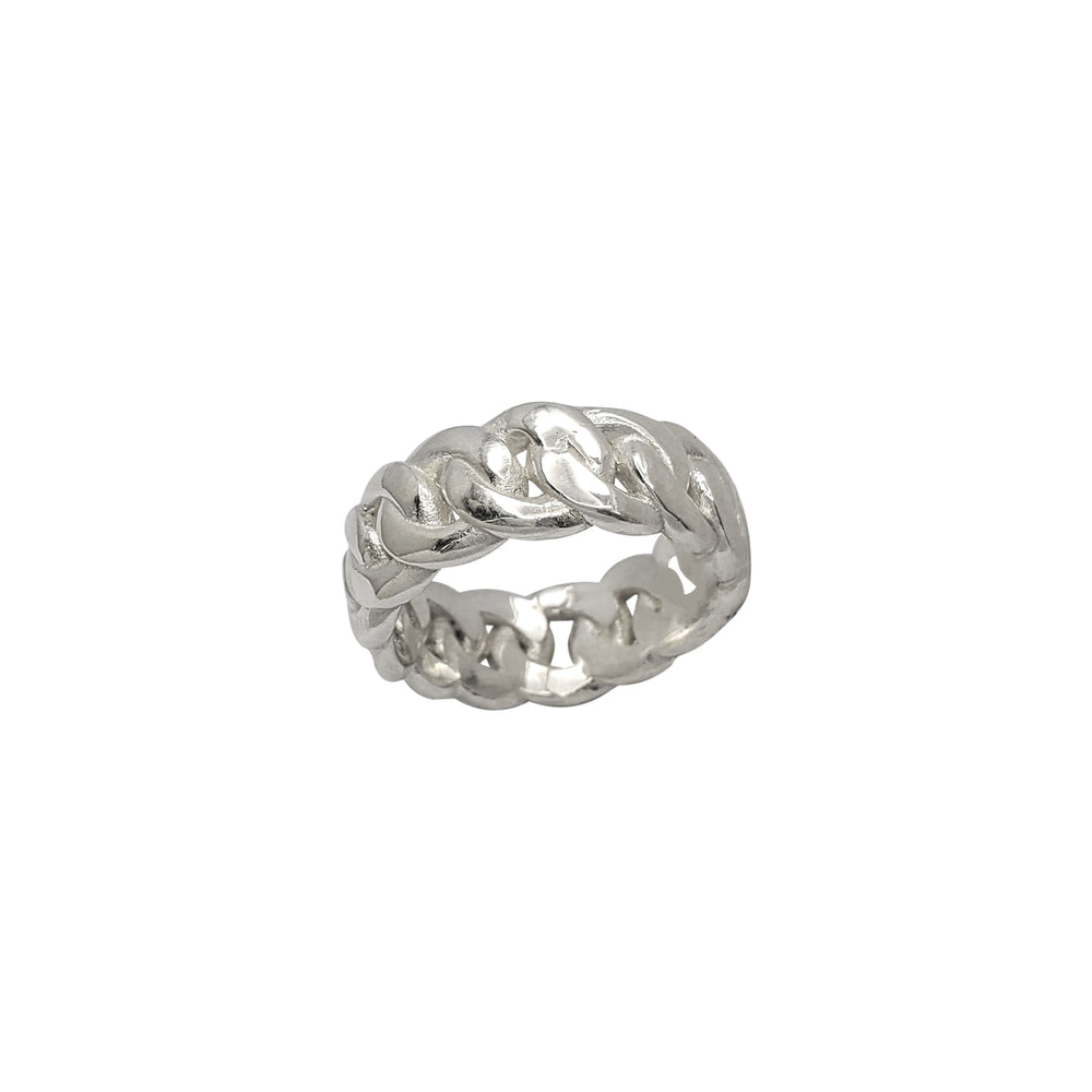 Cuban Link Band Ring (Silver)