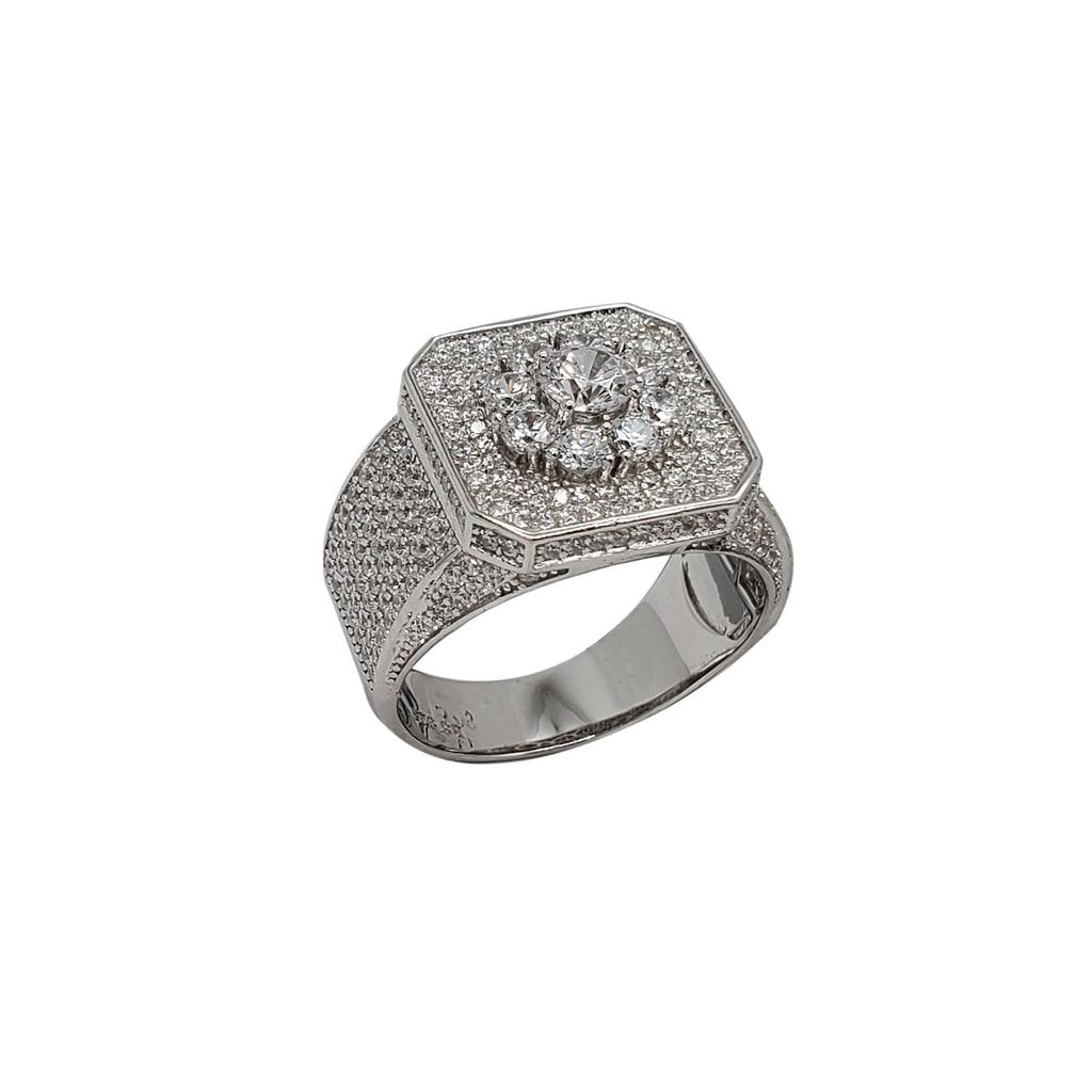 Iced-Out Square Signet Men's Ring (Silver) – Popular J