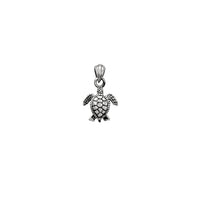 Mini Antique Finish Turtle Pendant (Silver)