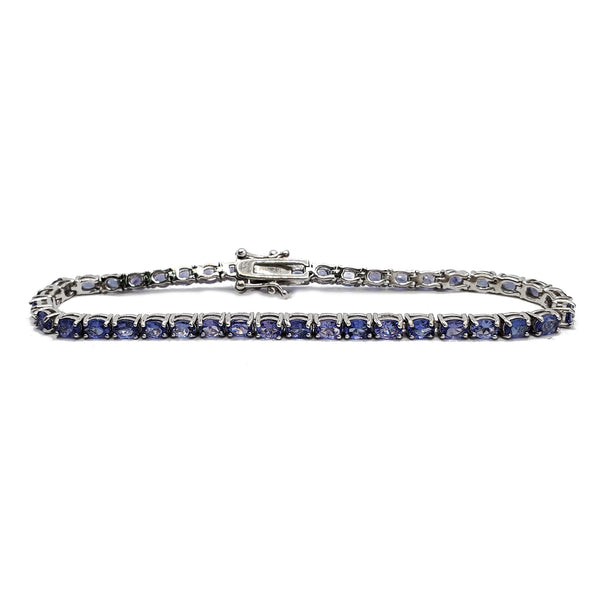 Zirconia Light Purple Oval Tennis Bracelet (Silver)