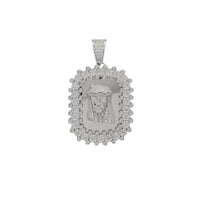 Iced-Out Dog Tag Jesus Head Pendant (Silver)