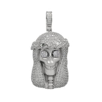 Iced-Out Skull Jesus Head Pendant (Silver)