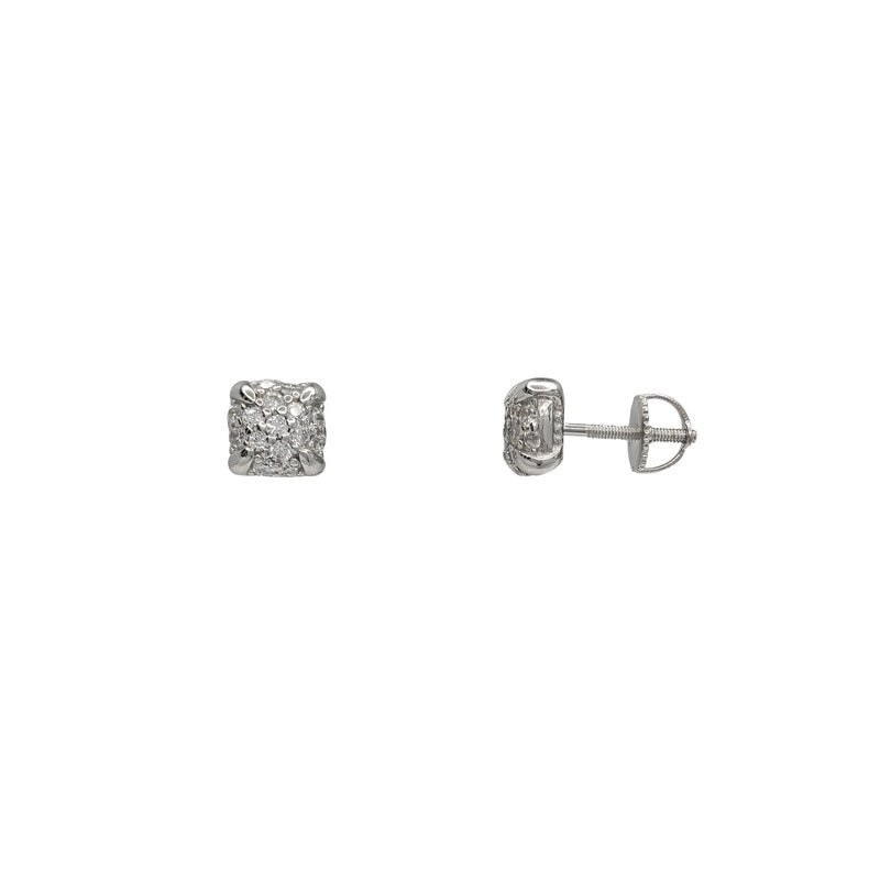 Zirconia Cluster Claws Prong Stud Earrings (Silver)