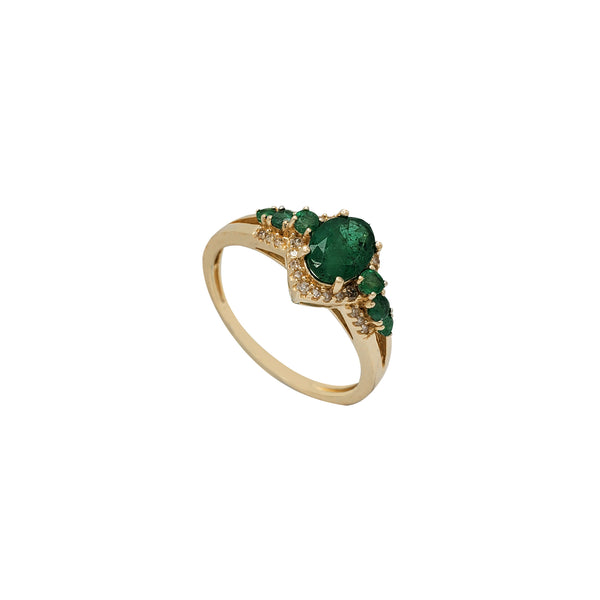 Diamond & Emerald Engagement Ring (14K)