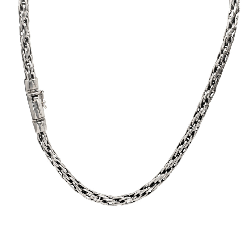 Antique Finish Wheat Chain Necklace (Silver)