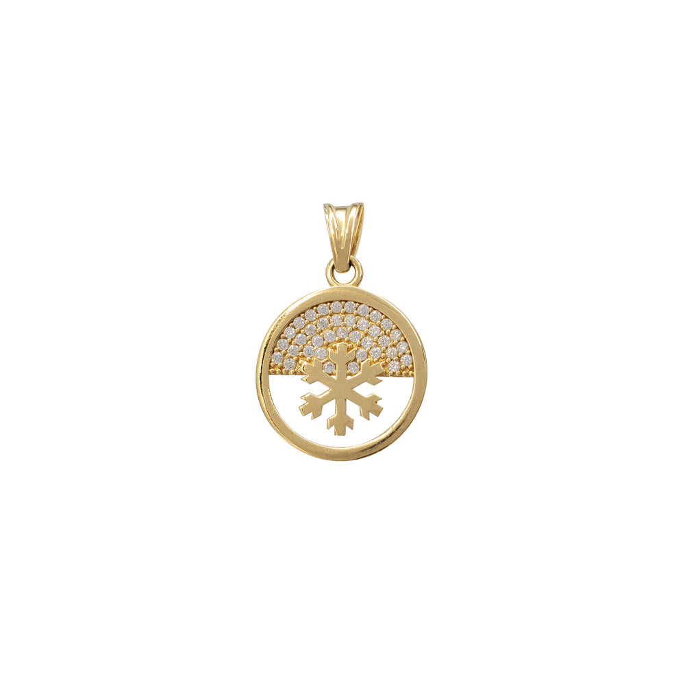 Icy Round Snowflake Pendant (14K)