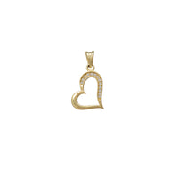 Zirconia Vertical Outline Heart Pendant (14K)