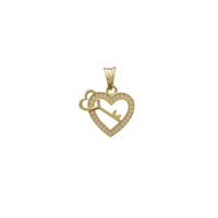 Zirconia Heart & Love Key Pendant (14K)