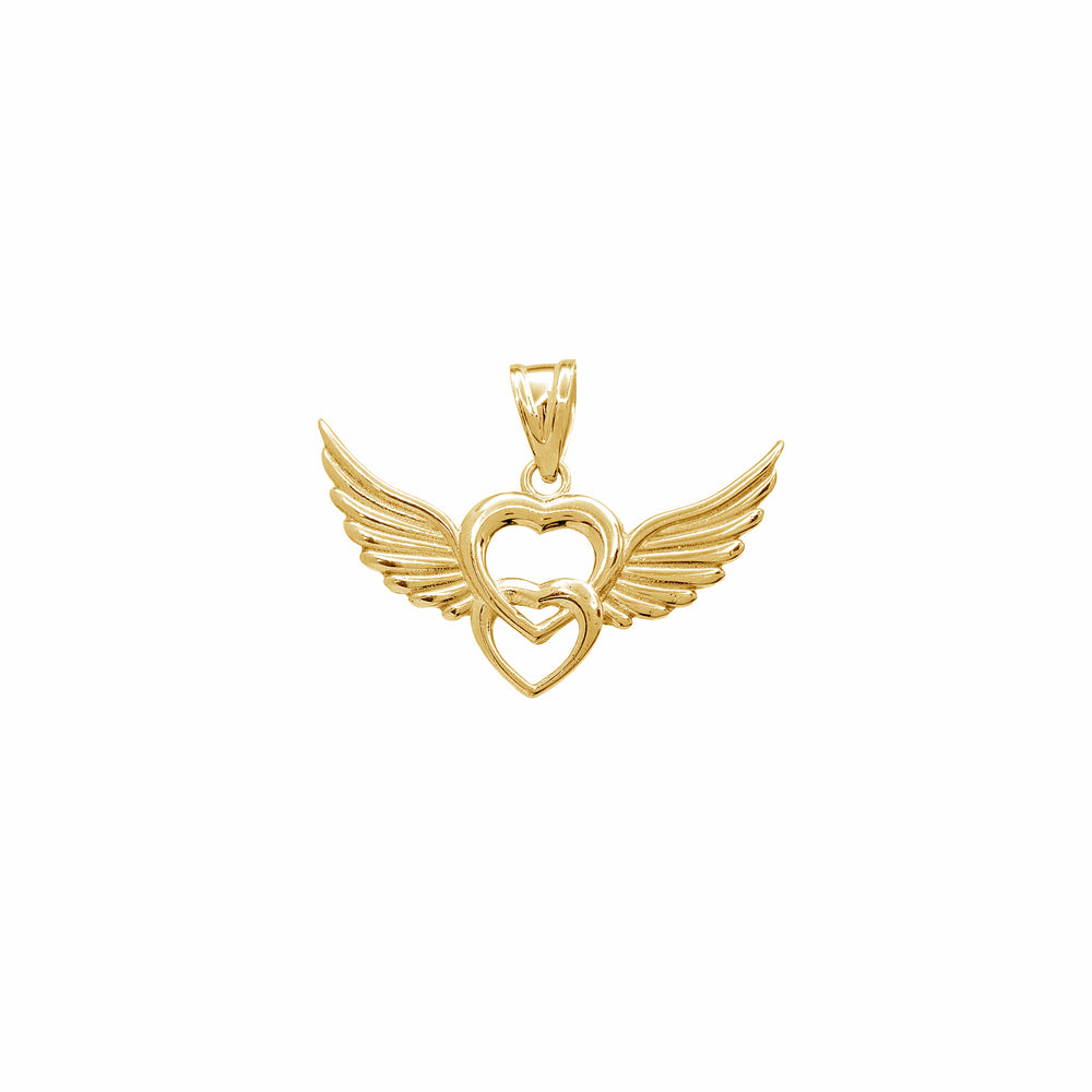 Glossy Winged Hearts Pendant (14K)