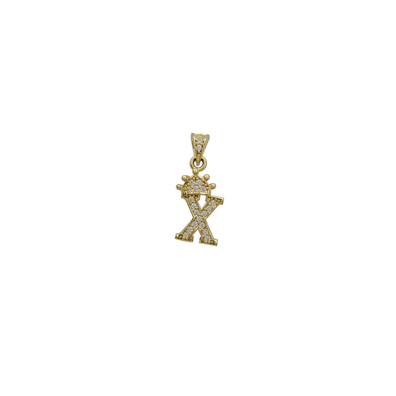 [0.75 inch] Miniature Icy Crown Initial Letter Pendant (14K)