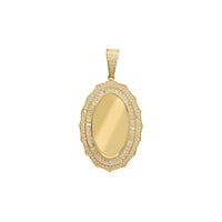 Zirconia Baguettes & Round Oval Picture Pendant (14K)