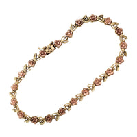 Two-Tone Stem Rose Flower Bracelet (14K)