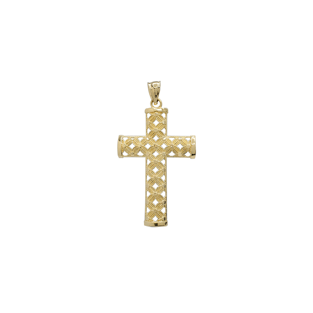 Criss-Cross Outline Cross Pendant (14K)