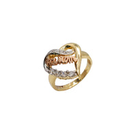 Zirconia Tricolor Regal #1 Mom Heart Ring (14K)