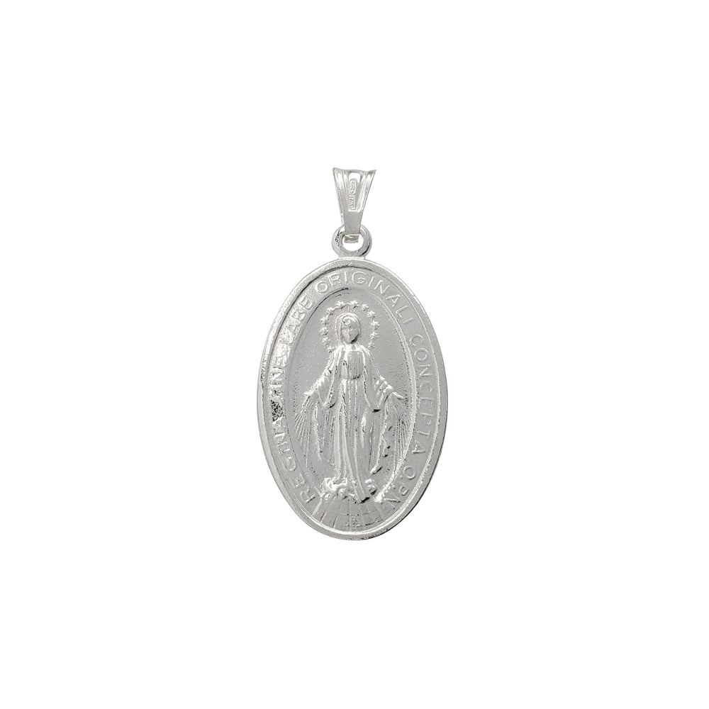 Oval Virgin Mary Pendant (Silver)