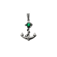 Green Zirconia Rope & Anchor Pendant (Silver)