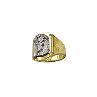 Zirconia Jesus Head & Cross Men's Ring (14K)