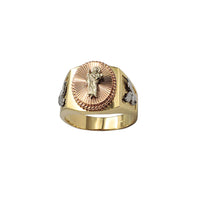 Tricolor Halo Saint Jude & Eagle Men's Ring (14K)