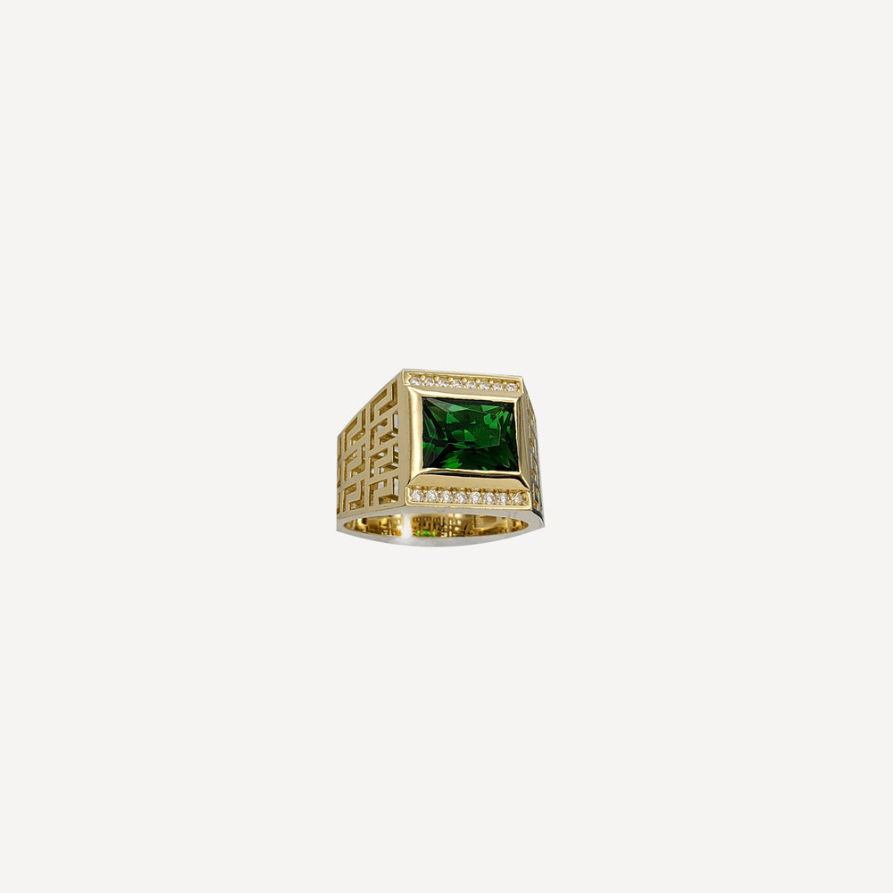 Green Stone Men's Ring (14K)