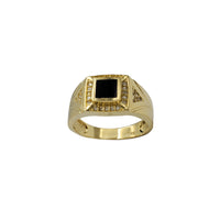 Halo Black Onyx Square Bezel Signet Ring (14K)
