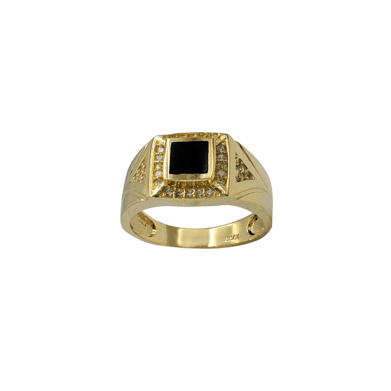 Halo Black Onyx Square Bezel Signet Ring (14K)