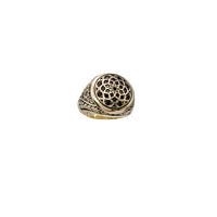 Black Onyx Round Flower Ring (14K)