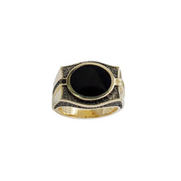 Zirconia & Black Onyx Men's Ring (14K)