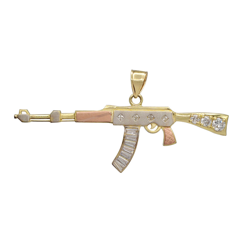 14k Solid Gold Yellow Machine Gun AK-47 Pendant Necklace - Fran & Co 14k Solid Gold Yellow Machine Gun AK-47 Pendant Necklace - Fran & Co