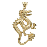 [4.5 inch] Textured Flying Dragon Pendant (14K)
