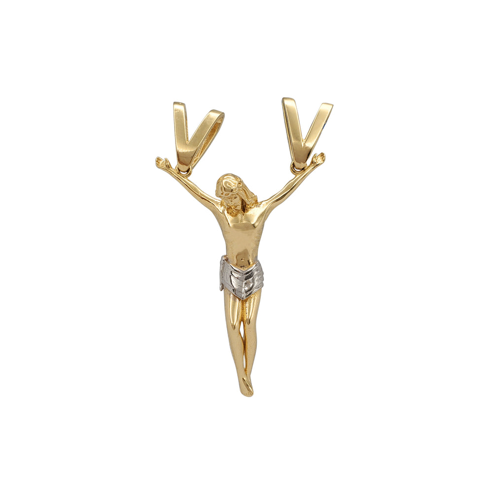 Two-Tone Crucified Jesus Pendant (18K)