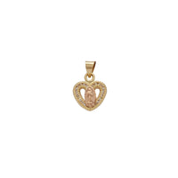 Zirconia Halo Virgin Mary Heart Pendant (18K)