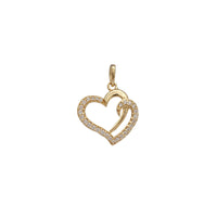 Zirconia Pave Outlined Hearts Pendant (18K)