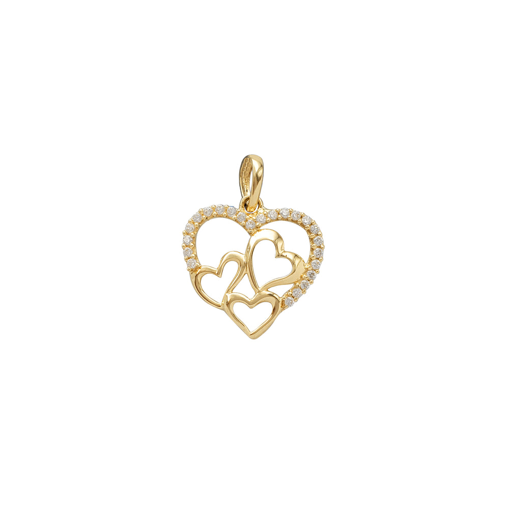 Outlined Triple Hearts Pendant (18K)