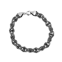 Antique-Finish Ornate Puffy Mariner Bracelet (Silver)